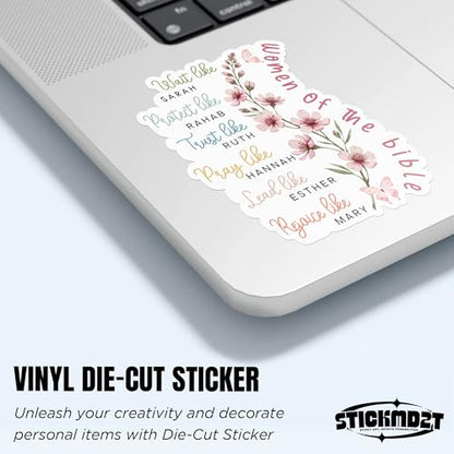 (3Pcs-3") Women of The Bible Sticker Books and Flowers Christian Faith Religious Bible Verse Waterproof Vinyl Sticker Laptop, Water Bottles, Phone Merchandise Decor Decal Gifts for Her Him 3 Inches - size: 3x3
