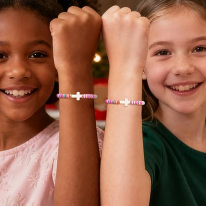 Cute Cross Bracelet Teen Girl Gifts Trendy Stuff Christian Gifts for Kids/Girls/Boys/Teens/Women Jewelry Colorful Jesus Bracelets Christmas Religious Communion Baptism Confirmation Gifts - color: 1-Bless Girl