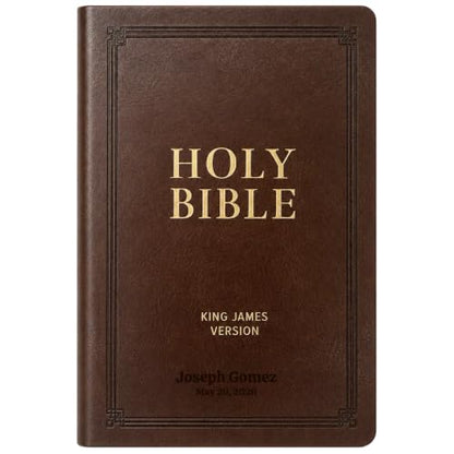 Personalized KJV Small Print Bible for Adult, Name Engraved, Standard Size - color: Dark Brown