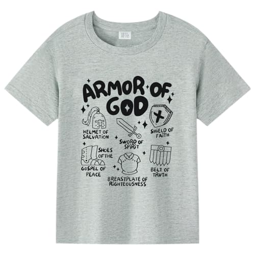 Kids Christian Shirt Toddler Created with a Purpose Shirt Boys Girls Bible Verse Religious Clothes 2-7 Years - color: Armor of God#7, size: 7 Years