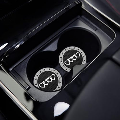 2.75in 2Pack - Love Heart Car Cup Holder Coaster for Audi A3 A4 A6 A8 Q2 Q3 Q5 Q7 Q8 S3 S5 S6 RS3 RS4 RS7 R8 TT Recessed Anti Slip Silicone Cupholder Coaster Interior Accessories - color: S/W