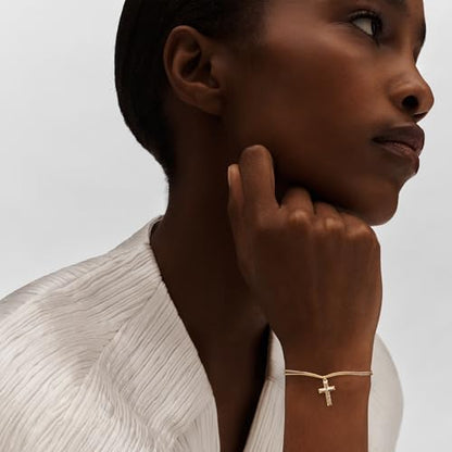 Gold Cross Bracelet for Women, Dainty 18K Gold Plated Double Pendant Jewelry, Sparkling Zirconia Prayer Bracelet, Adjustable Link Chain Lobster Clasp (5.9in + 2.4in) - style: Sparkling Full-Zircon Cross