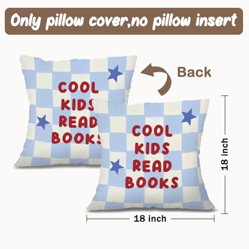 Reading Nook Pillow Covers18x18,Classroom Inspirational Throw Pillows - color: Book-blue