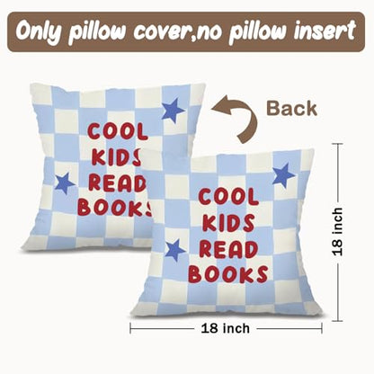 Reading Nook Pillow Covers18x18,Classroom Inspirational Throw Pillows - color: Book-blue