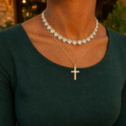 LOKOZ Cross Necklace for Women, Tennis Necklace, Gifts for Women - color: Layered Necklace - Cross 1 - Gold