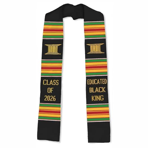 MDPrints Global Kente Graduation Sash 2026, Black Girl Magic Graduation Sash 2026, Class of 2026 Graduation Gift - color: Educated Black King
