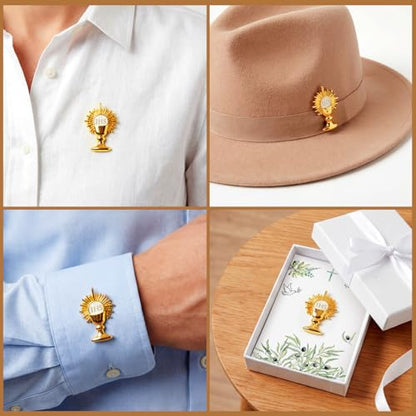 Yinkin 24 Pcs Catholic Pins Gold First Communion Lapel Pins - style: Ihs