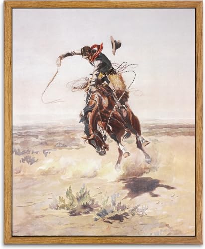 KBKBART Western Cowboy Framed Wall Art, Vintage Farmhouse Canvas Wall Decor - color: Southwest Decor, size: 10"L x 8"W