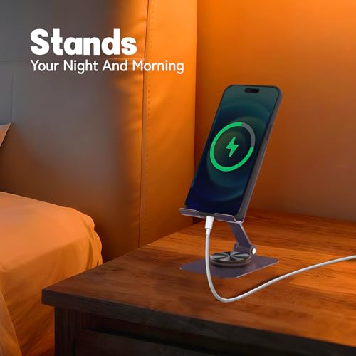 Metal Cell Phone Stand for Desk, Multi-Angel Adjustable 360° Rotation Non-Slip and Foldable Mobile Phone Stand, Compatible with iPhone 18/17 Series and All Smartphones, Gray - color: Gray