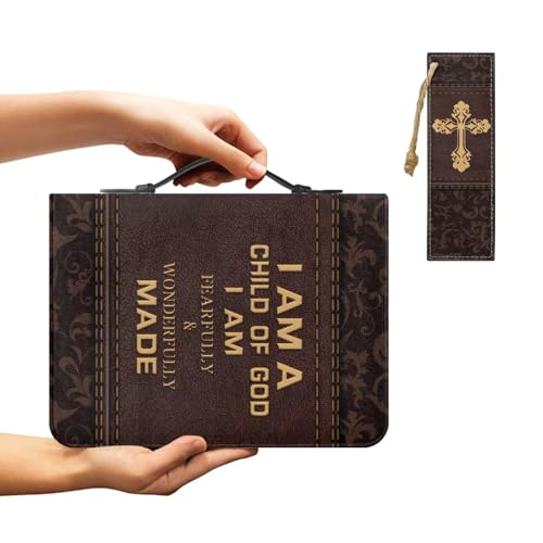 Bible Cover Case for Women Men Large Size Bible Holder with Bookmark Bible Carrying Case ladies Bible Bag,Size M-2XL - color: Brown Flower Print, size: Large