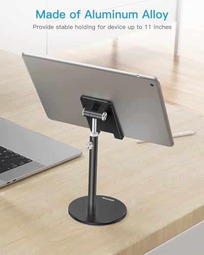 OMOTON CA04 Aluminum Tablet Phone Stand, Adjustable Desk Stand Black - color: Black