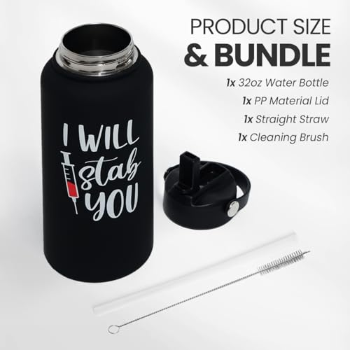 Nurse Gifts for Women - I Will Stab You Water Bottle 32oz Stainless Steel Insulated with Lid, Nurse Appreciation Gifts for Female Nurses, Christmas Birthday Nurse Week - color: Nurse 2
