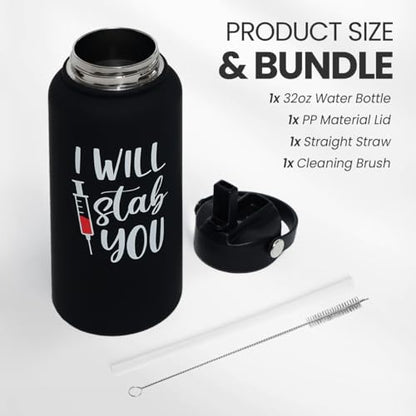 Nurse Gifts for Women - I Will Stab You Water Bottle 32oz Stainless Steel Insulated with Lid, Nurse Appreciation Gifts for Female Nurses, Christmas Birthday Nurse Week - color: Nurse 2
