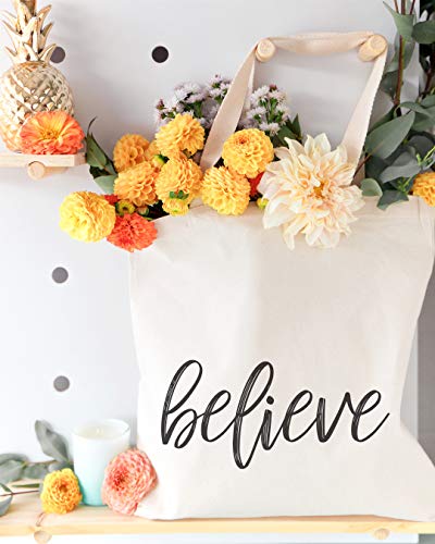 The Cotton & Canvas Co. Beach, Grocery, Farmers Market, Shopping and Travel Reusable Shoulder Tote and Handbag … - style: Believe