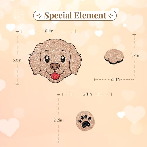Puppy Dog Cake Topper, Dog Birthday Cake Decor, Brown Glitter Golden Retriever Paw Cake Topper for Boy, Pet Themed Birthday/Adoption Day Party Decoration - style: Puppy Dog