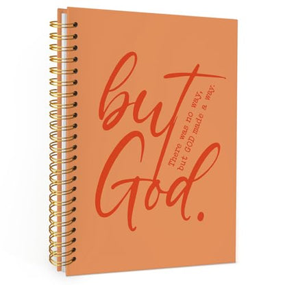 Wheatwin Bible Notebook, But God Christian Notebook Journal, Christian Gifts for Men Women, Inspirational Christian Hardcover Spiral Notebook 5.5x8.3 - Orange - color: But god - Orange