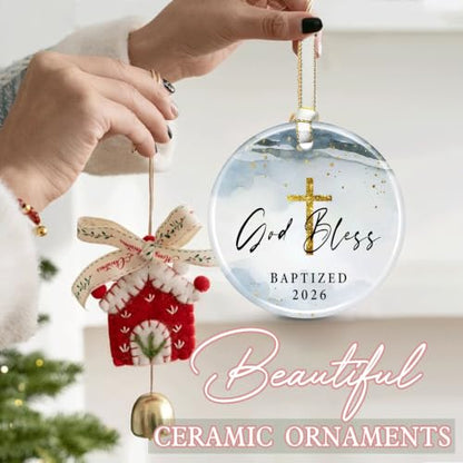 Baptism Gifts for Boys, God Bless Cross Ornament - color: Color4