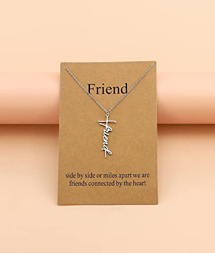 Lcherry Faith Cross Pendant Necklace for Women Religious Christian Jewelry Birthday Christmas Gifts for Women - style: 11-Friend