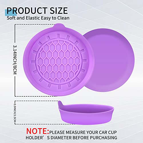 Amooca 2-Pack Spill-Proof Cup Coasters Non-Slip Car Cup Holder Inserts - color: Purple, size: 2 pack