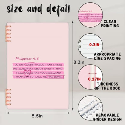 Pink Bible Verse Notebook, Coquette Pink Collegiate Style Christian Journal, Beautiful Bible Study and Prayer Notebook, Gifts for Granddaughter, Women's Prayer Journal 5.5 x 8.3 Inch Study Gift