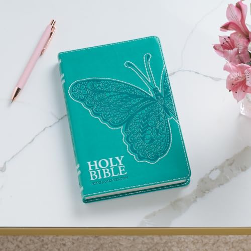 KJV Holy Bible, Gift Edition for Girls/Teens King James Version, Faux Leather Flexible Cover, Teal Butterfly (KJV Gift Editions)