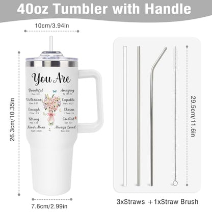 Christian Gifts for Women, Christian Tumblers 40Oz for Birthday Christmas, Religious Catholic Gifts for Women Mom Sister Daughter, Faith Inspirational Spiritual Biblical Bible Verse, Godly Coffee Cup - color: Christian