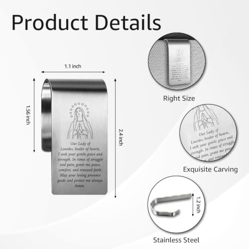 Catholic Prayer Car Visor Clip, Religious Sun Visor Clip for Driver - color: Silver32