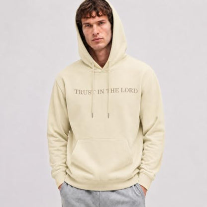 Faith Over Fear Christian Hoodies for Men Inspired Religious Pullover - color: Beige, size: Small