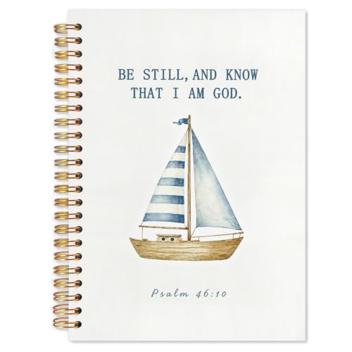 Christian Nautical Sailboat Spiral Notebook 5.5x8.3 - color: White Christian Nautical Sailboat
