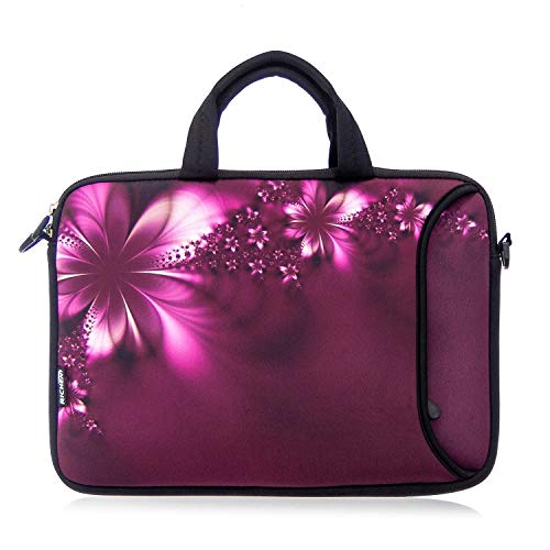 RICHEN 11 11.6 12 12.5 13 inches Case Laptop/Chromebook/Notebook PC Messenger Bag Tablet Travel Case Neoprene Handle Sleeve with Shoulder (11-13.3 inch, Flowers) - color: Flowers, size: 11-13.3 inch