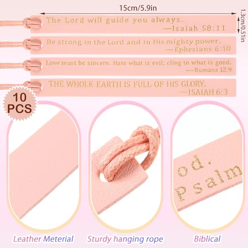 Skyygemm 10 Pcs Christian Bookmarks Christmas Gift for Women, Pink - color: Pink