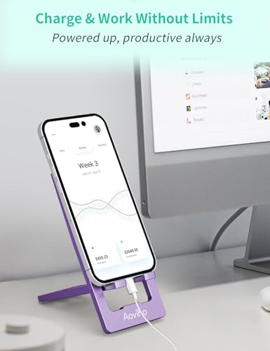 Aoviho Foldable Cell Phone Stand for Desk, Portable Phone Holder,Purple - color: Purple