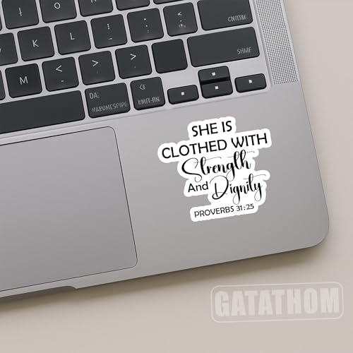 (3Pcs) She is Clothed With Strength and Dignity Sticker Inspirational Christian Vinyl Decal, Encouraging Bible Verse Stickers for Women, Waterproof for Laptop Tumbler Water Bottle Scrapbook, 3" X 2.6" - color: She is Clothed With Strength and Dignity Prov