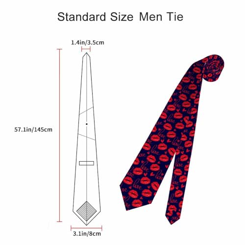 Men's Ties Novelty Tie Necktie for Men Teen Boys Multicolor Tie Party Holiday Thanksgiving Christmas - color: Sexy Red Lips