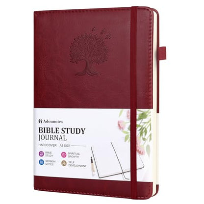 Bible Study Journal Scripture Notebook - Christian Note Taking Kit with Guided Prompts - Inspirational Religious Gifts - Faith Based Stationery Supplies for Church Notes(Burgundy) - color: Burgundy