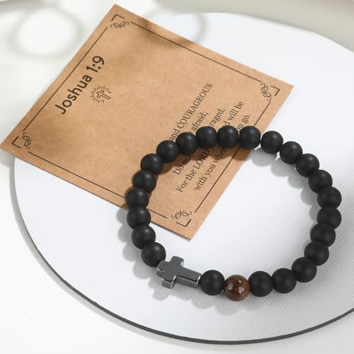 Christian Bible Verse Cross Bracelet for Men Teen - color: Joshua 1:9
