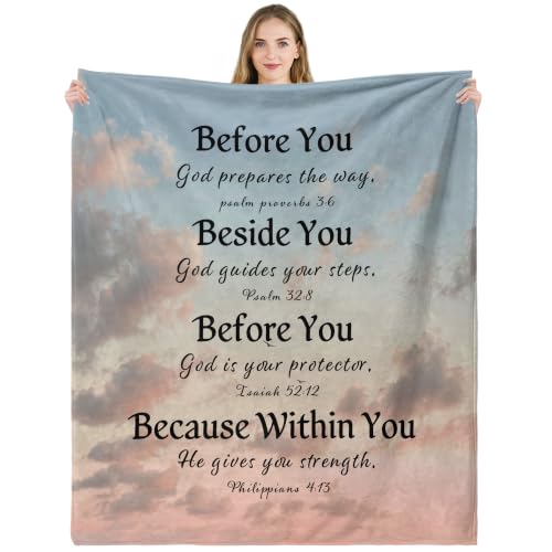 Christian Throw Blanket Bible Verses Inspirational Religious God Faith Soft Cozy 50x60 Inch Psalm Philippians Isaiah Gift for Women Men - color: Bible 2