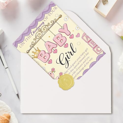 Baptism Card for Girl, Baby Girl Christening Gift Card - style: AM-443