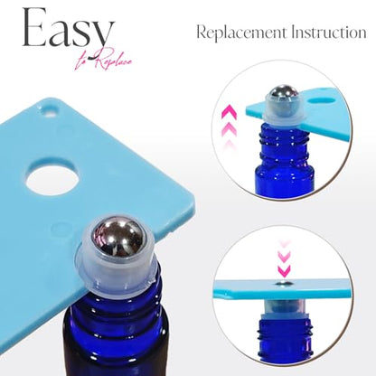 10ml Roller Bottles for Essential Oils, 24Pack Glass Roll on Bottles - color: Blue