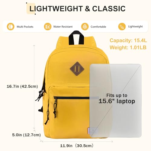 VX VONXURY Kids Backpack for School Travel,16.7 Inch Lightweight Bookbag - color: Yellow