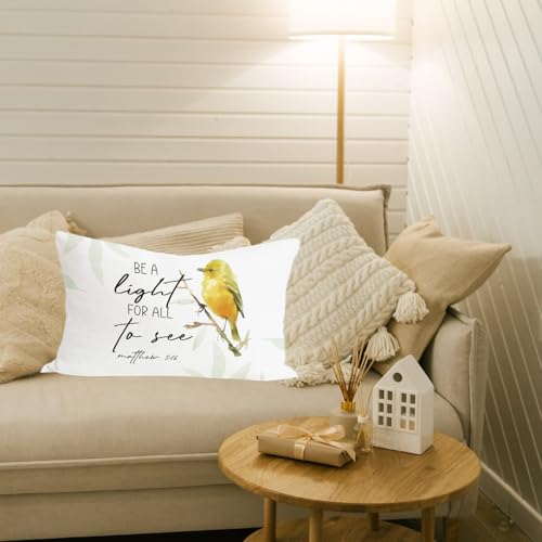 Christian Jesus Bird Throw Pillow Covers Bible Verse 12x20 Inch - color: Be a Light for All to See