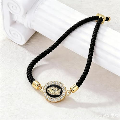 Catholic Bracelets St. Benedict Bracelet Red Rope Double Hole Pendant Couple Woven Bracelets Adjustable Black Bracelet - color: YY75-3 Black