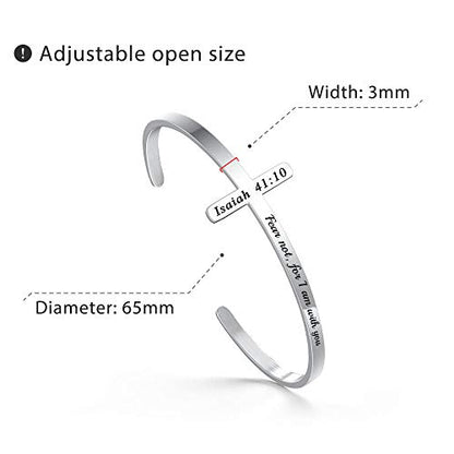 M MOOHAM Silver Cross Bracelet, Christian Gifts for Women - color: Fear not, for I am with you
