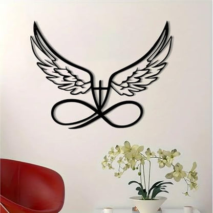 DUOOLN Angel Wings Metal Wall Decor Art, Abstract Butterfly Sculpture-Black - color: Black - Angel's Wings