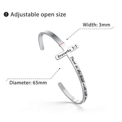 M MOOHAM Silver Cross Bracelet, Christian Gifts for Women - color: Trust in the lord with all your heart