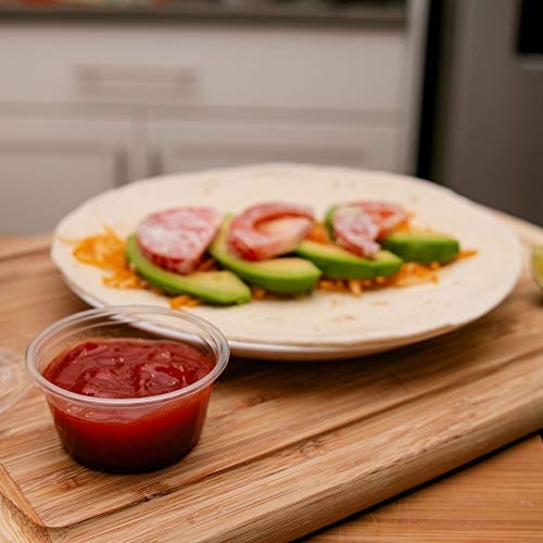 Disposable Portion Cups with Lids - 200 Set Disposable Clear Plastic, Ideal for Jello Shot, Condiment and Sauce Cups with Lids Restaurant quality Souffle Portion Container (2oz) - size: 2oz