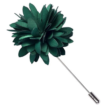 Branduce 3.15"（8cm） Mens Tie and Lapel Pin Solid Necktie Handkerchief Tie Clip Set for Men - color: Emerald Green