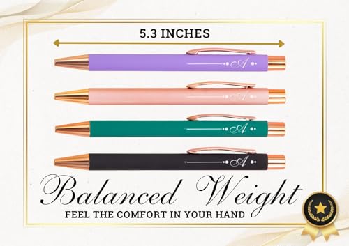 InnoBeta Monogrammed Gifts Ballpoint Pen Set of 4, Initial Letter Gifts for Housewarming, Birthday, Thanksgiving, Christmas - R - color: Initial - R
