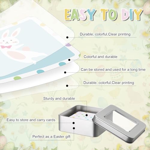 Tinlade 46 Pcs Easter Memory Matching Game with Metal Tin Religious Bunny Egg Card Concentration Memory Games Card for Easter Basket Stuffers Party Family Games Spring Carnival Prizes