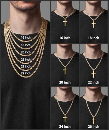 925 Sterling Silver or 18k Plated Gold Cross Necklace for Men Women - color: Gold Cross Pendant- Big